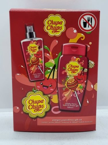 CHUPA CHUPS Ajandekcsomag 3PC(Tusfürdő 300ml, Testpermet 100ml,Fürdőszivacs)