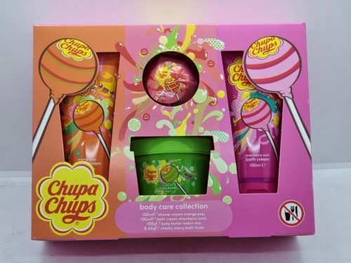 CHUPA CHUPS Ajándékcsomag 4PC(100ml Habfürdő,100ml Tusfürdő,100gTestvaj,Fürdőg.)