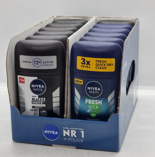 NIVEA deo stick 50ml MEN Mixkarton (7x B&W Inv. + 5x Fresh kick)