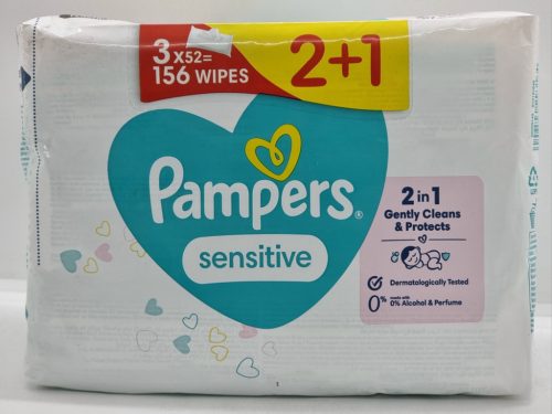 Pampers Nedves Törlőkendő 52db Sensitive 2+1